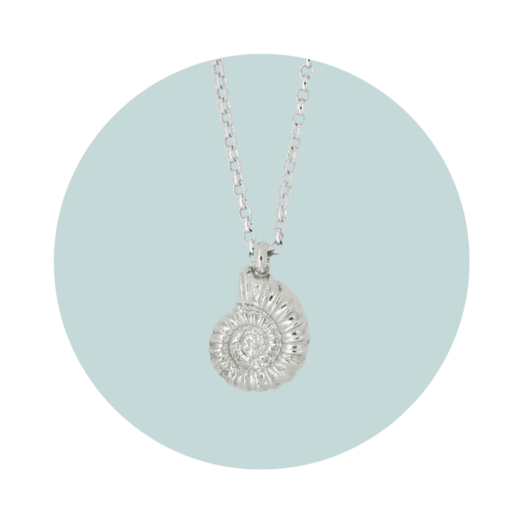 Silver Ammonite Fossil Necklace