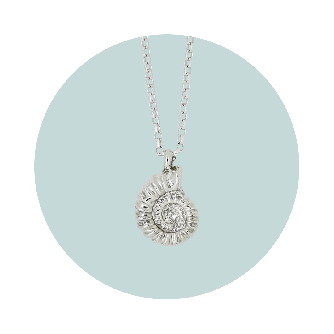 Silver Ammonite Fossil Necklace