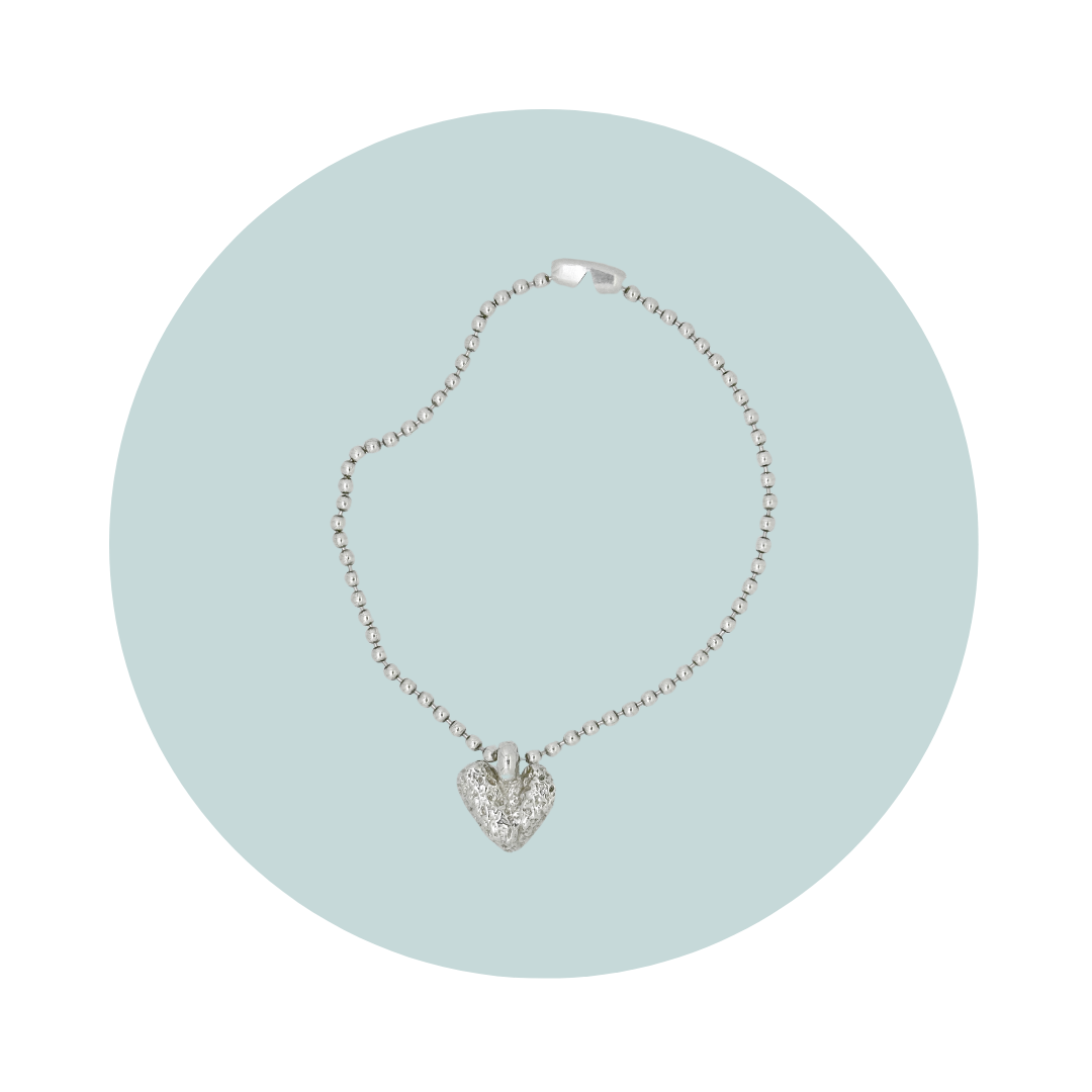 Silver Coral Heart Charm Bracelet