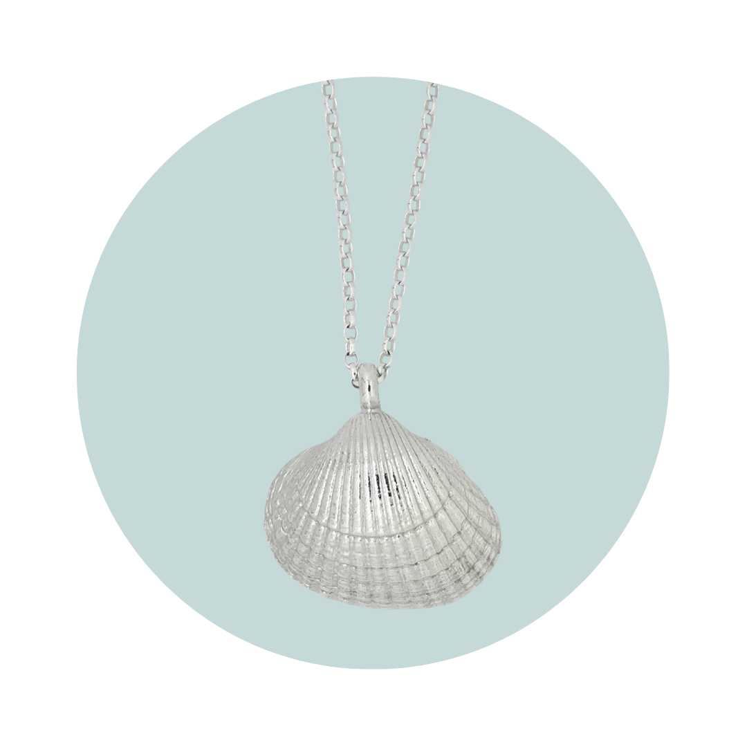 Silver Large Cockle Shell Necklace