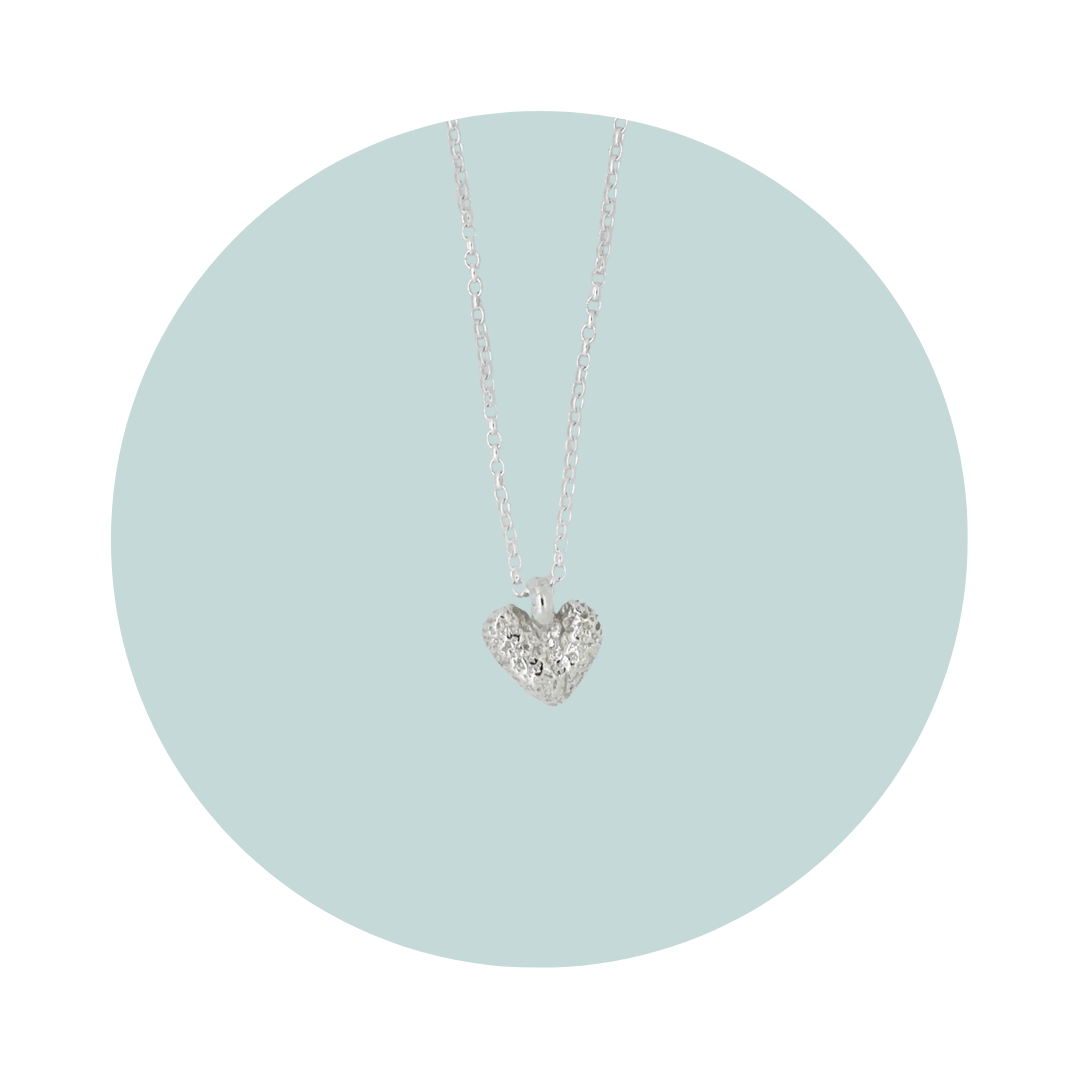 Silver Coral Heart Pendant Necklace