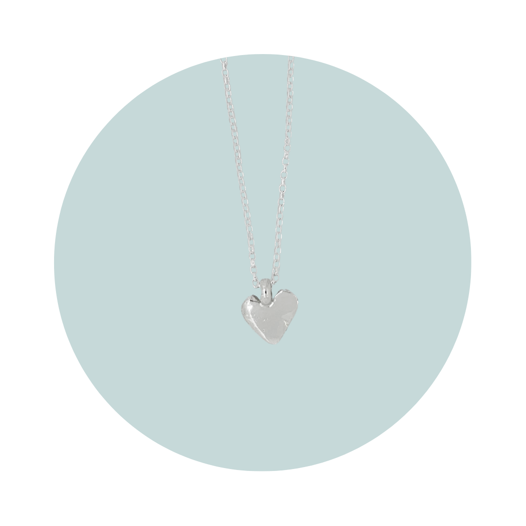 Silver Coral Heart Pendant Necklace