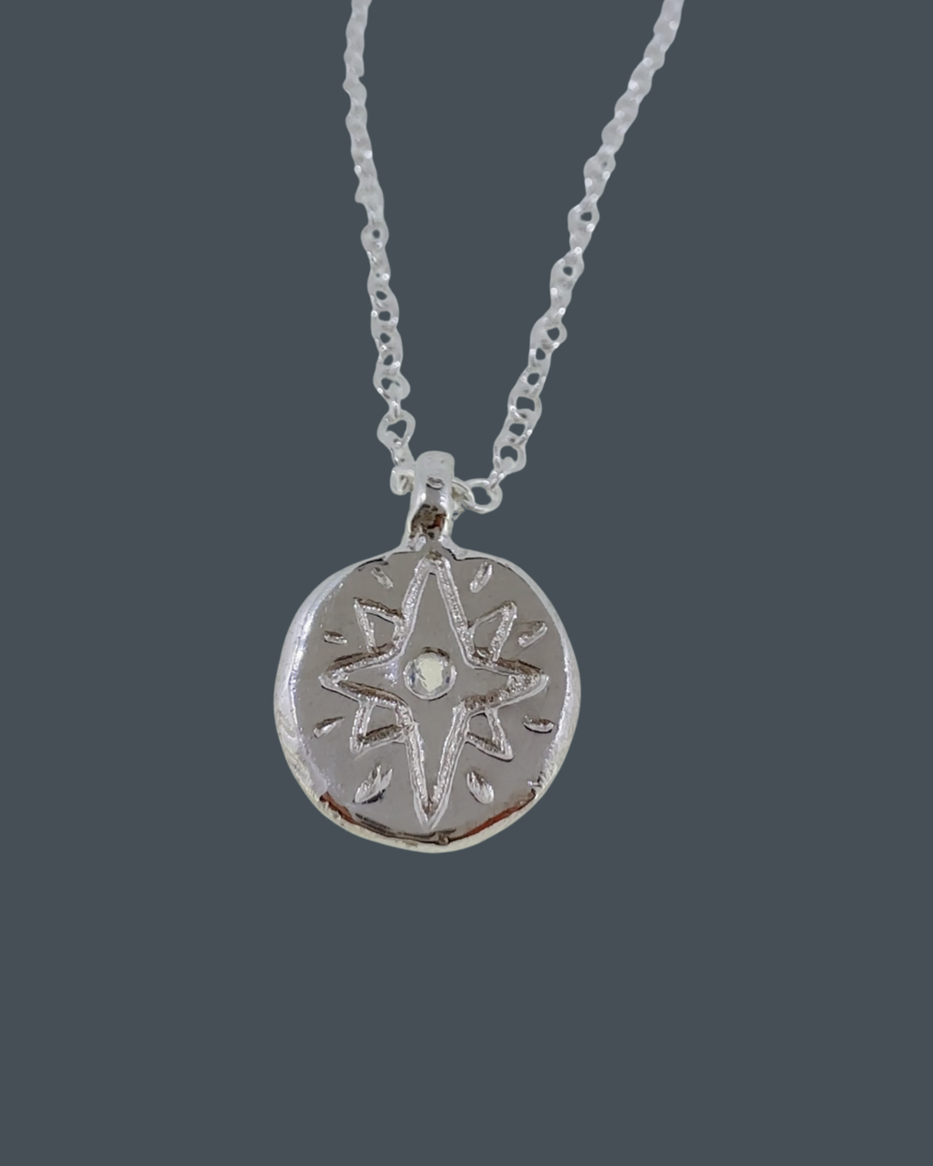 Silver North Star Pendant Necklace