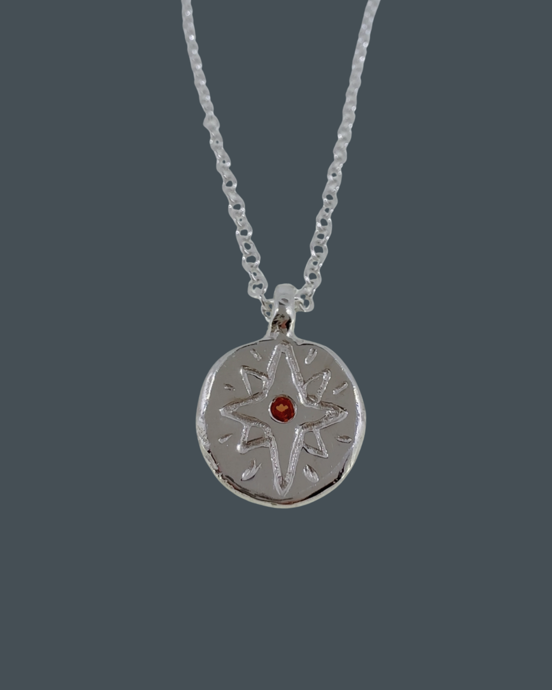 Silver North Star Pendant Necklace
