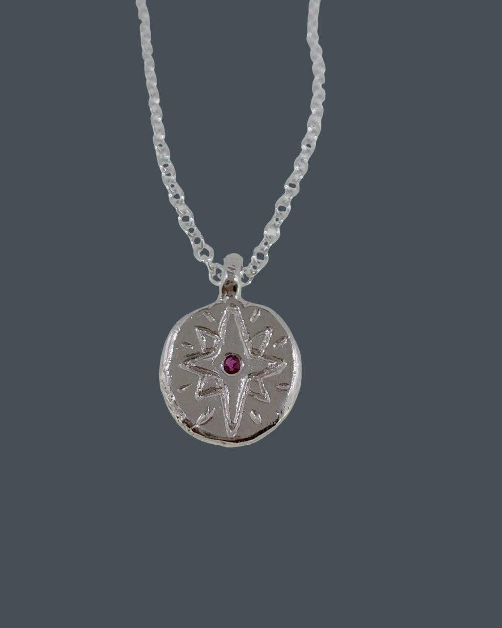 Silver North Star Pendant Necklace