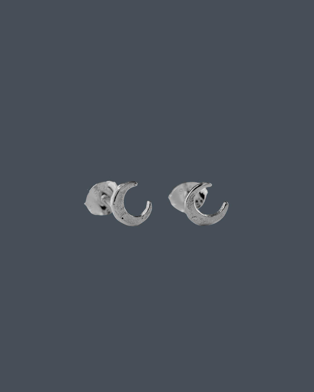 Tiny Silver Crescent Moon Stud Earring