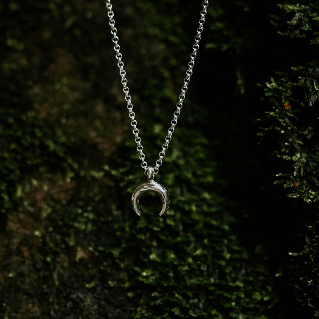Silver Mini Selene Crescent Necklace
