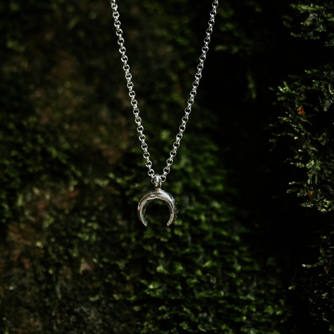 Silver Mini Selene Crescent Necklace