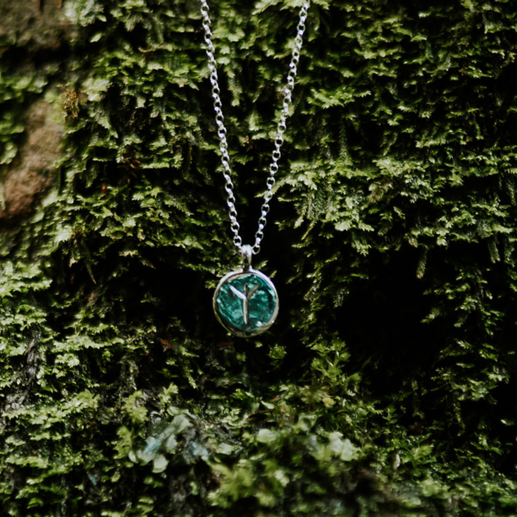 Silver Algiz Rune Necklace | Protection