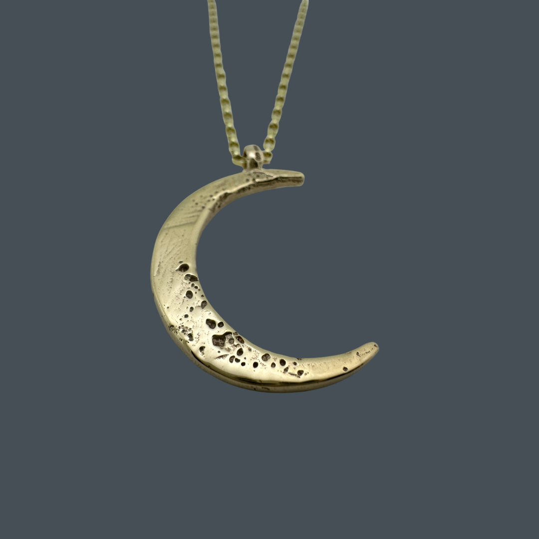 Large Crescent Moon Necklace Gold