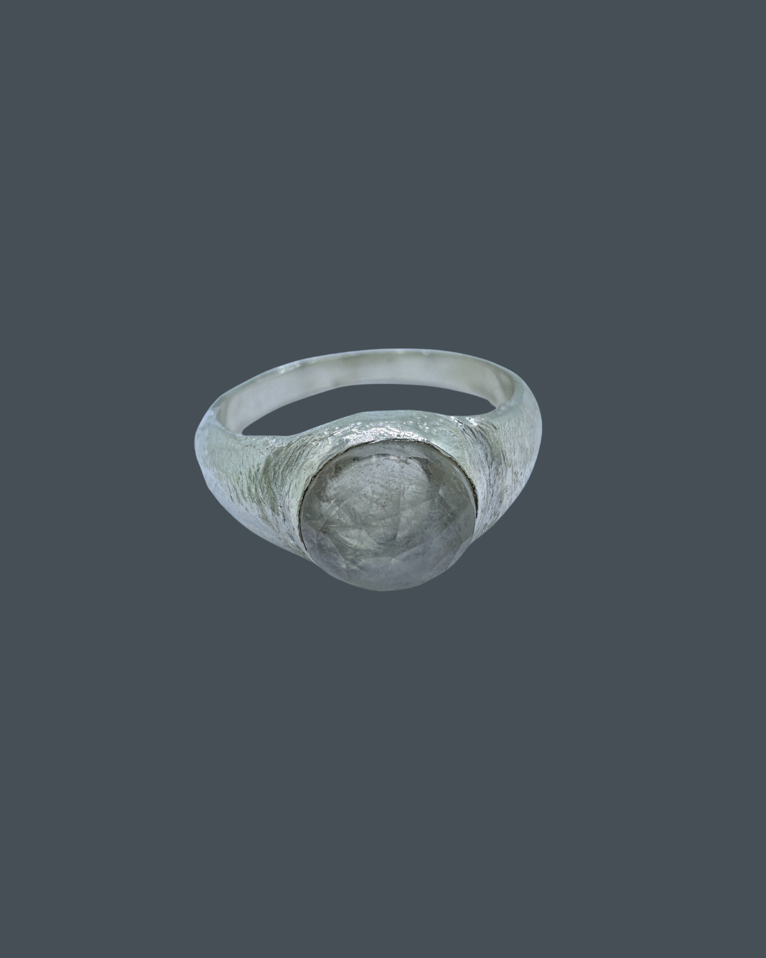 Silver Natural Moonstone Signet Ring - Size N½