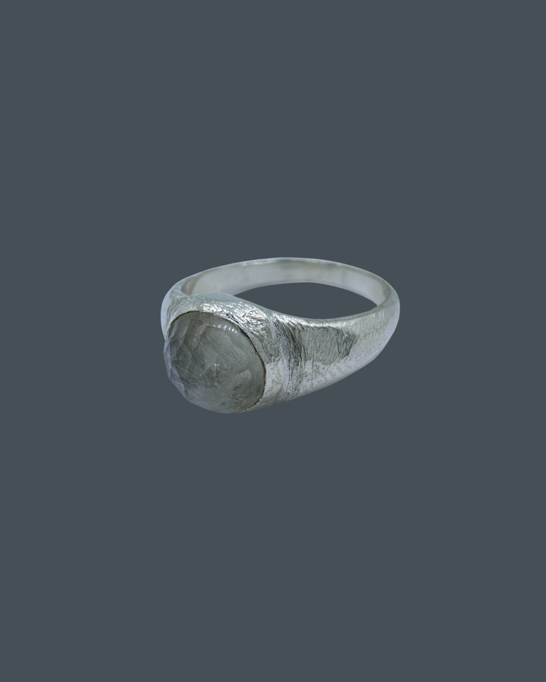 Silver Natural Moonstone Signet Ring - Size N½