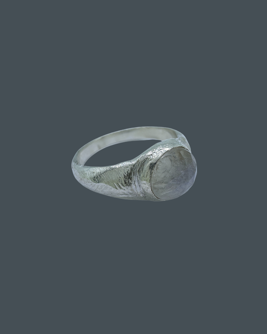 Silver Natural Moonstone Signet Ring - Size N½