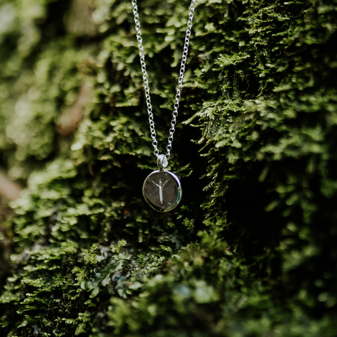 Silver Algiz Rune Necklace | Protection