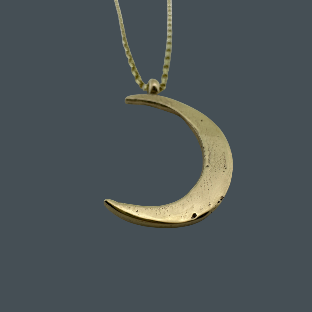Large Crescent Moon Necklace Gold