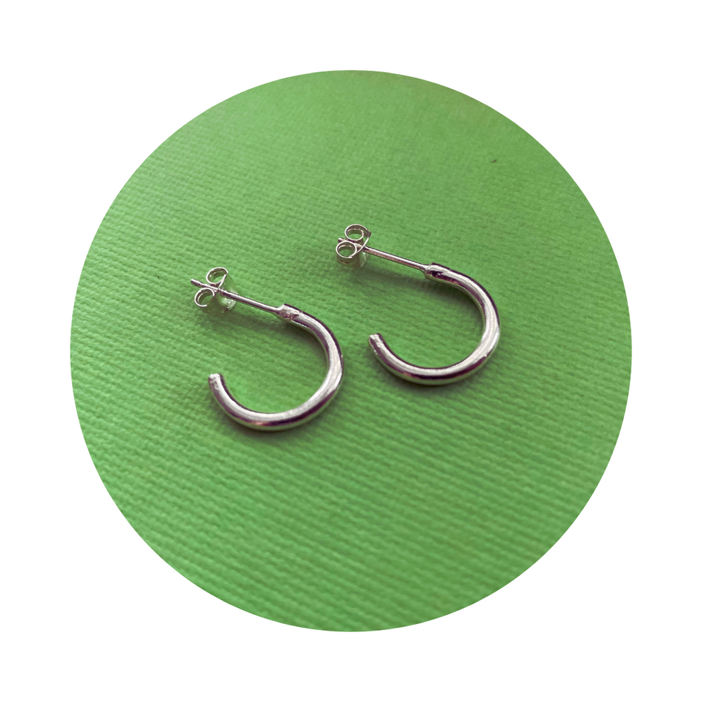 Silver Round Adventure Hoop Earrings