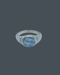 Silver Natural Aquamarine Signet Ring - Size N½