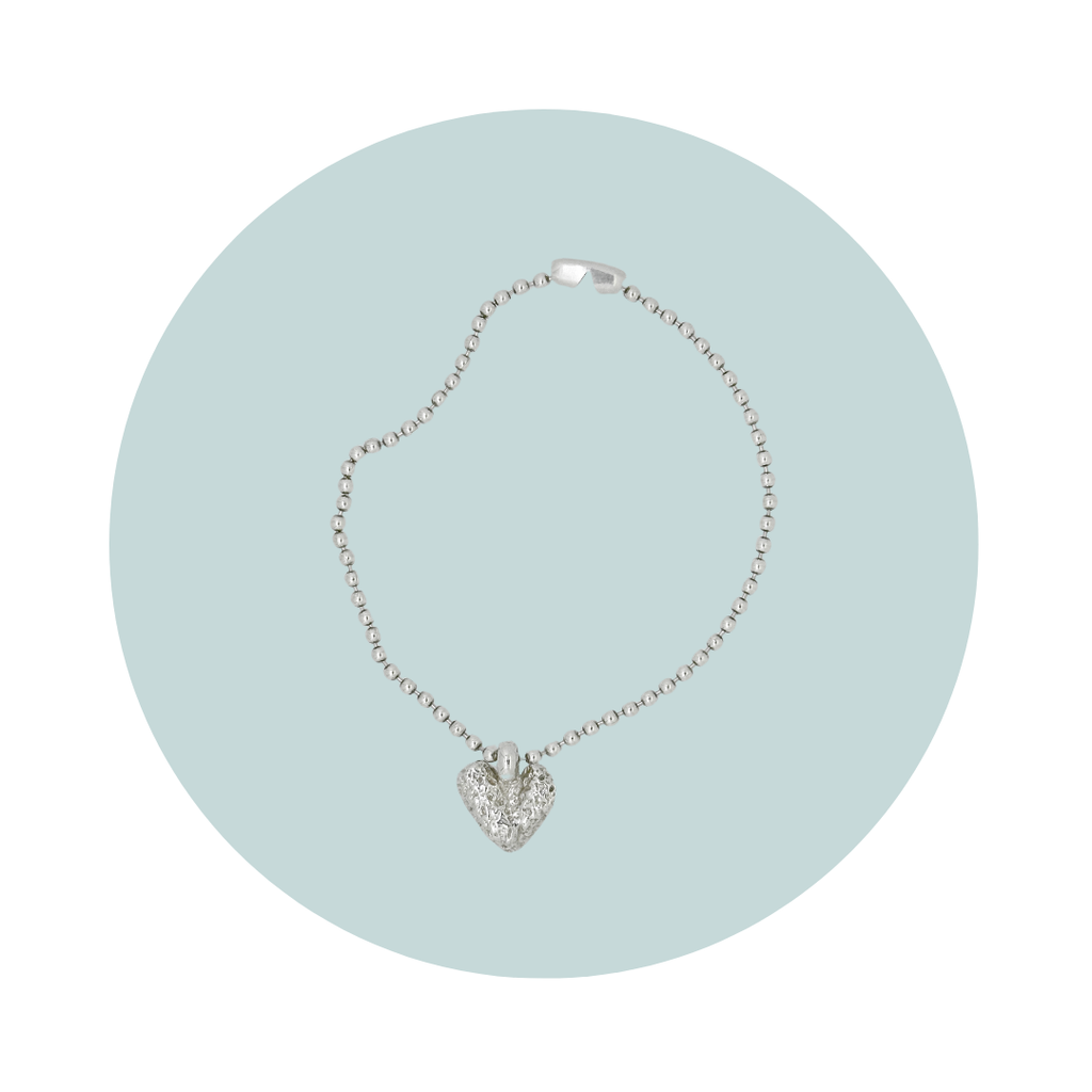 Silver Coral Heart Charm Bracelet
