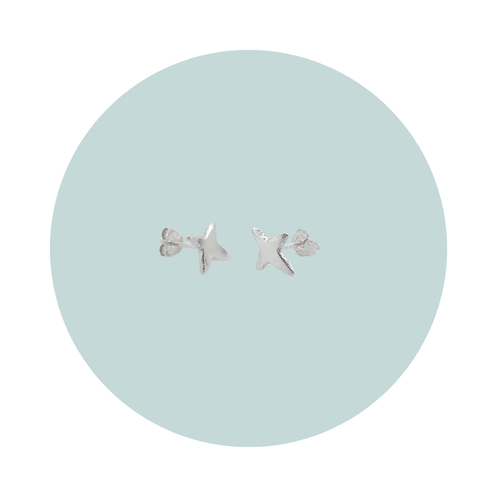 Silver North Star Stud Earrings