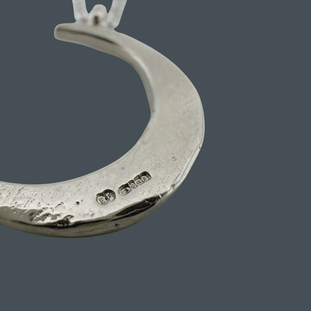 Large Crescent Moon Necklace Silver