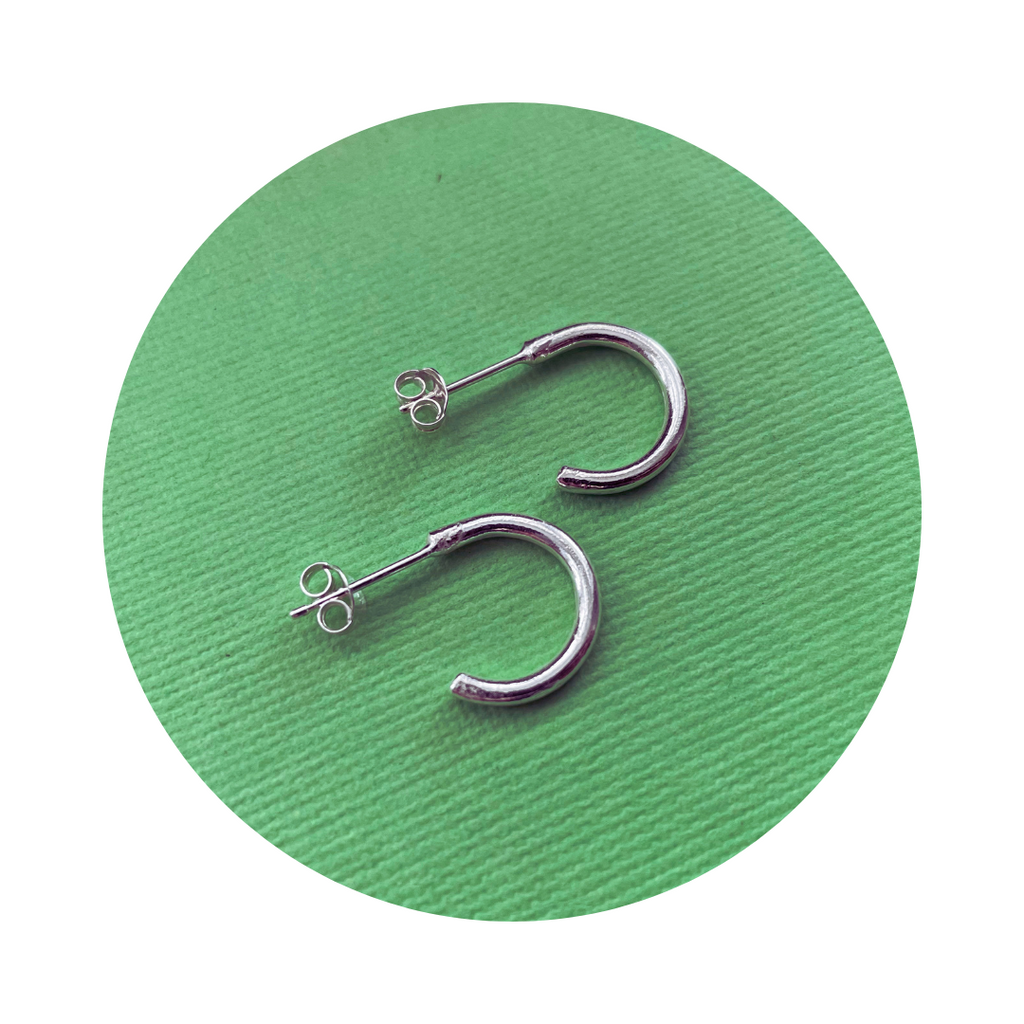 Silver Round Adventure Hoop Earrings