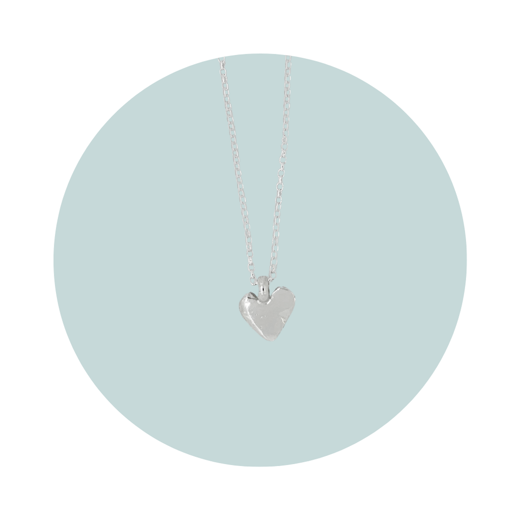 Silver Coral Heart Pendant Necklace