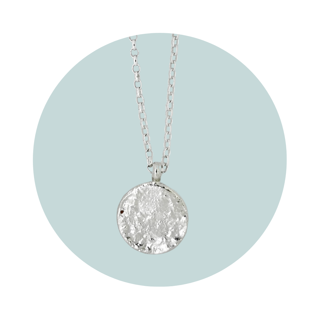 Silver Full Moon Pendant Necklace