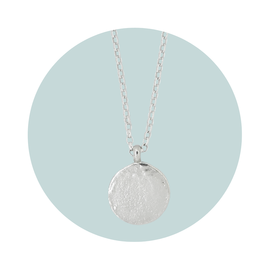 Silver Full Moon Pendant Necklace