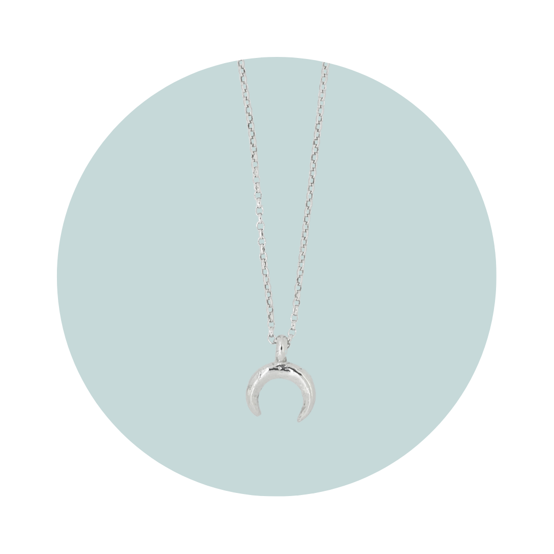 Silver Mini Selene Crescent Necklace