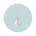 Silver Moon Face Pendant Necklace