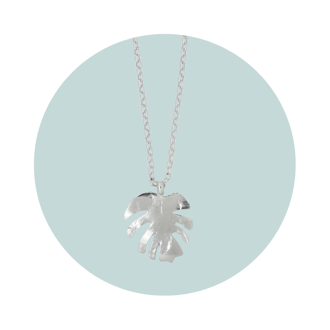 Sterling Silver Leaf Necklace | Monstera Pendant