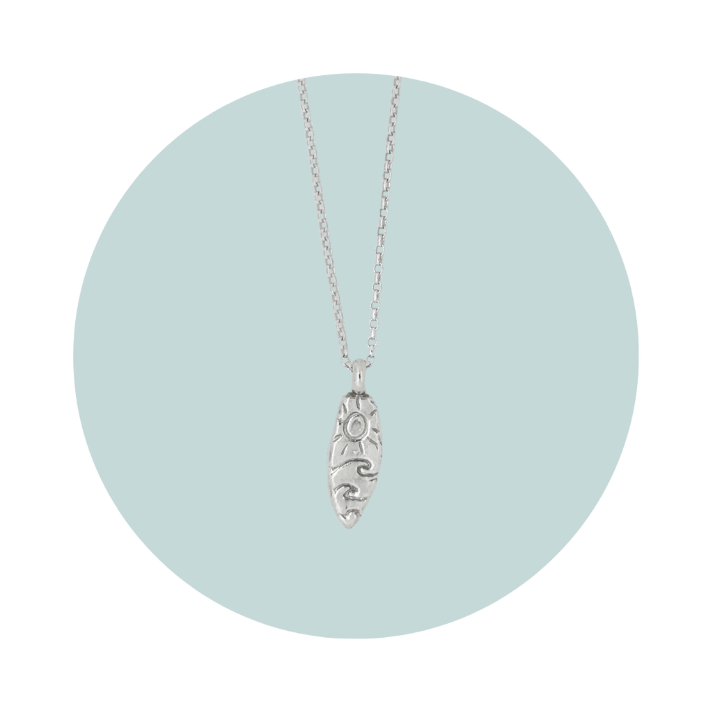 Silver Surfboard Pendant Necklace