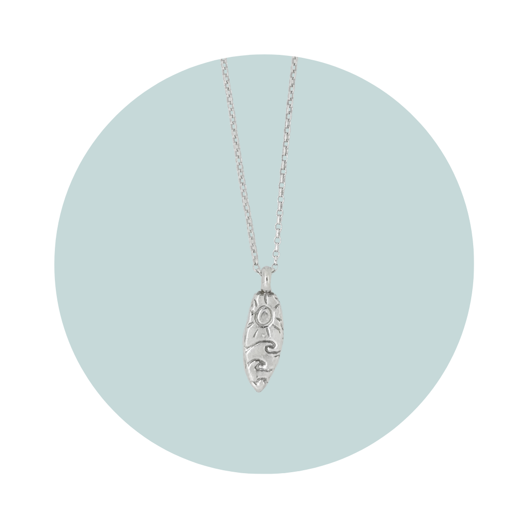 Silver Surfboard Pendant Necklace