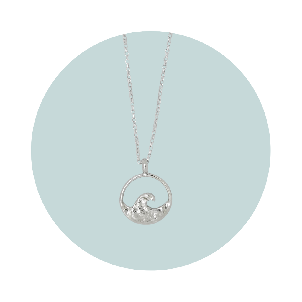Silver Wave Pendant Necklace