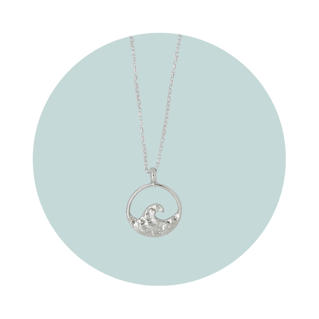 Silver Wave Pendant Necklace