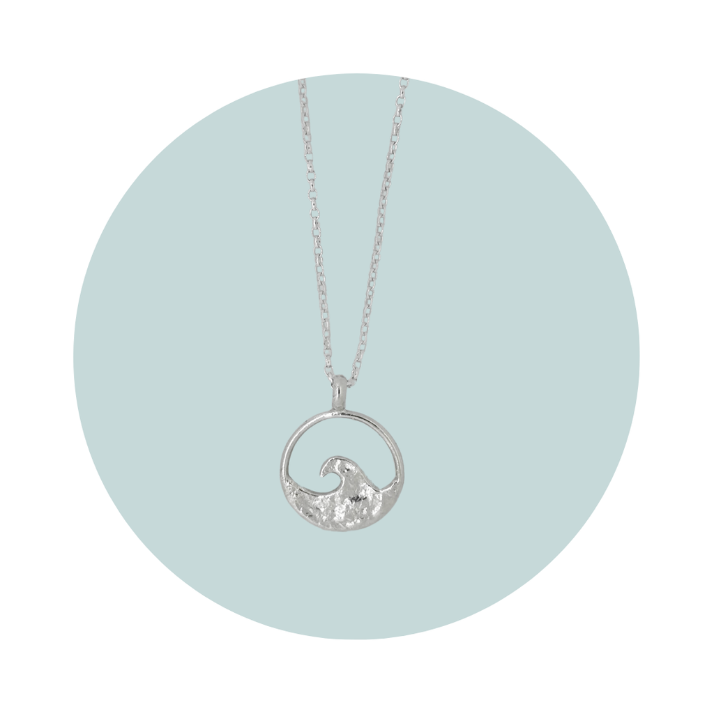 Silver Wave Pendant Necklace
