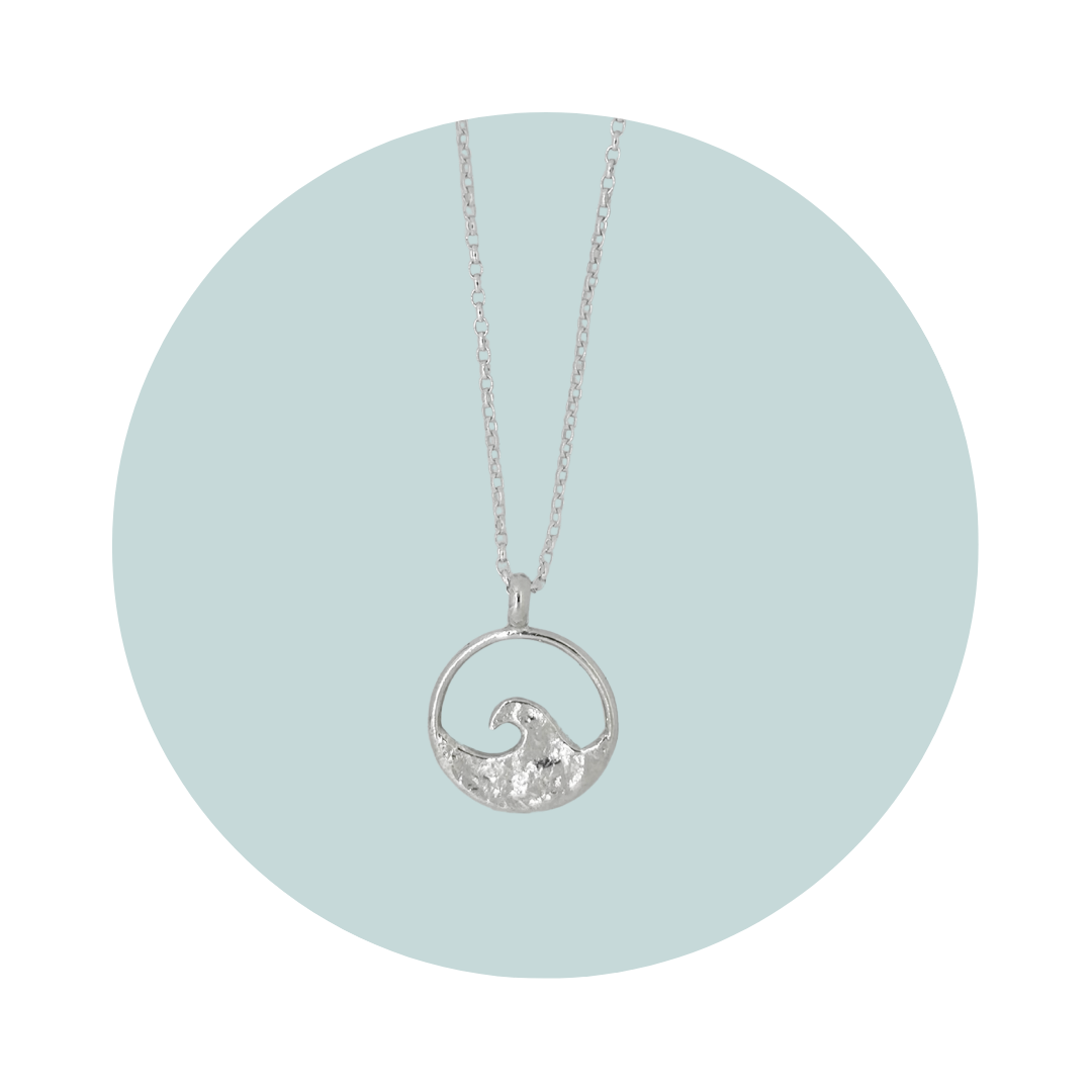Silver Wave Pendant Necklace