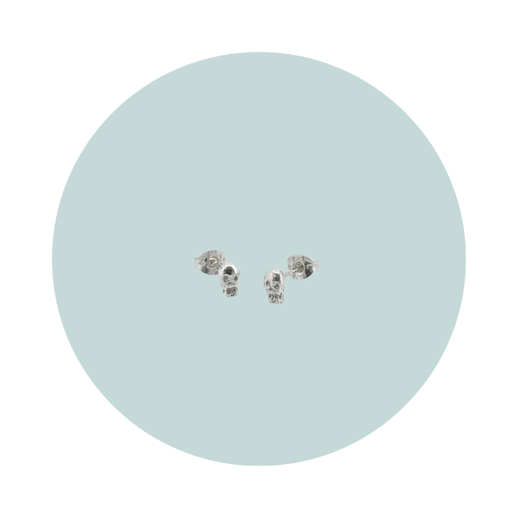 Silver Skull Stud Earrings