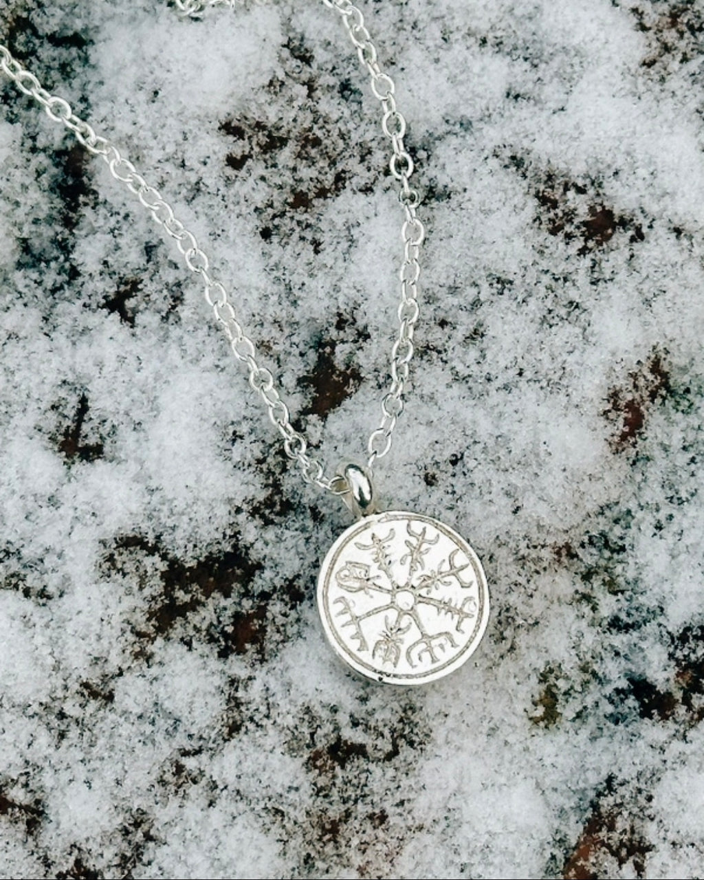 Silver Vegvísir Compass Necklace | Guidance
