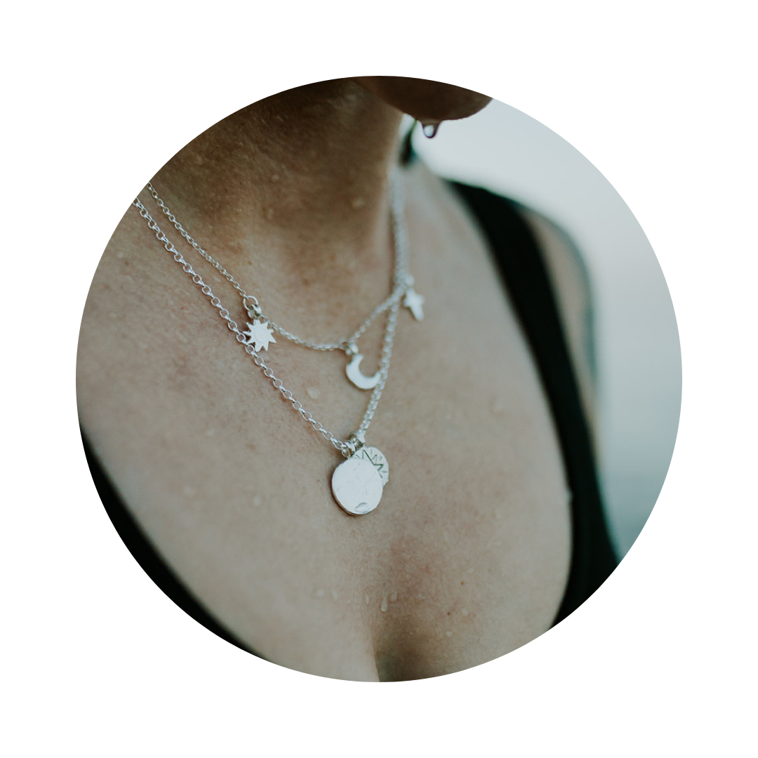 Silver Sun, Moon & Star Trio Charm Necklace