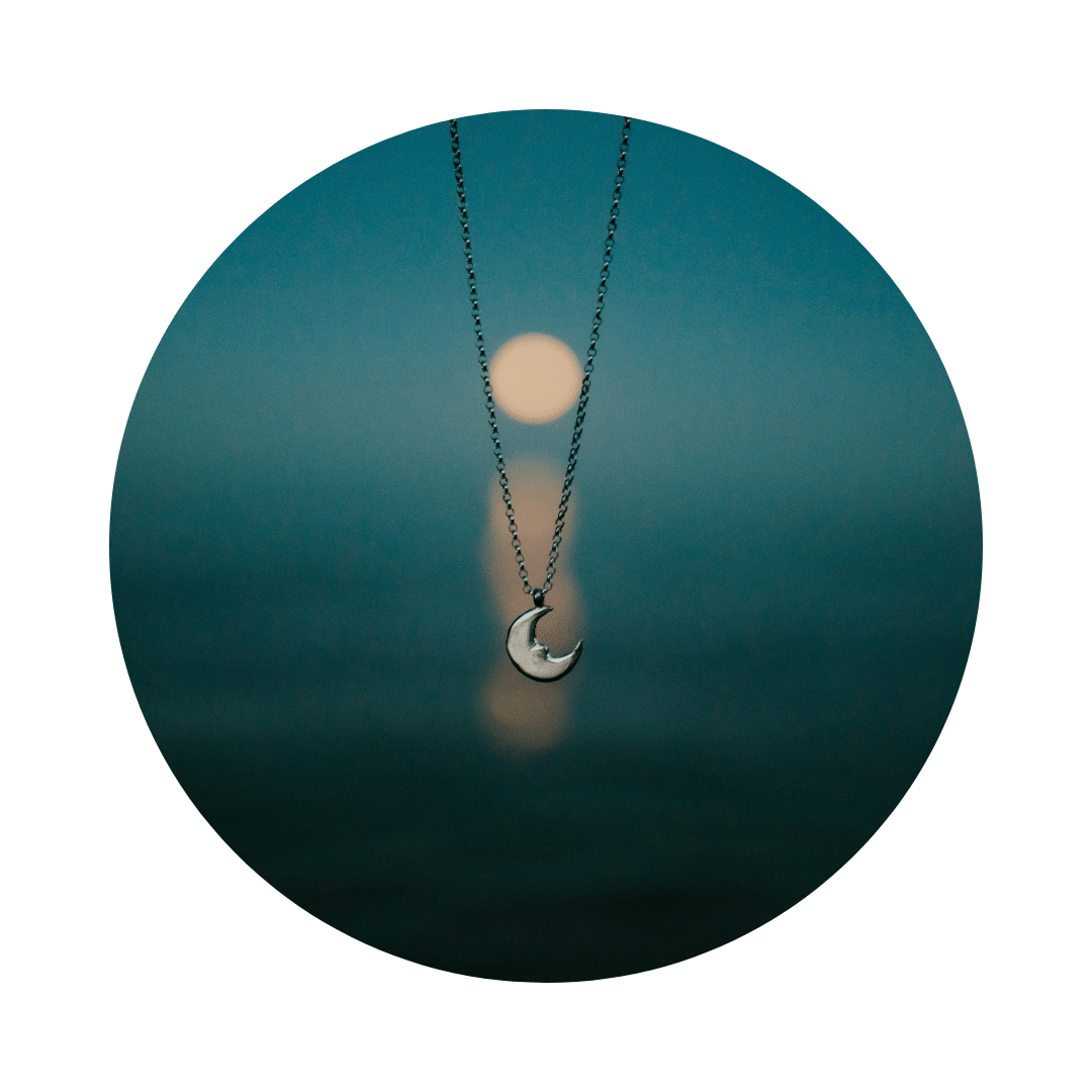 Silver Moon Face Pendant Necklace